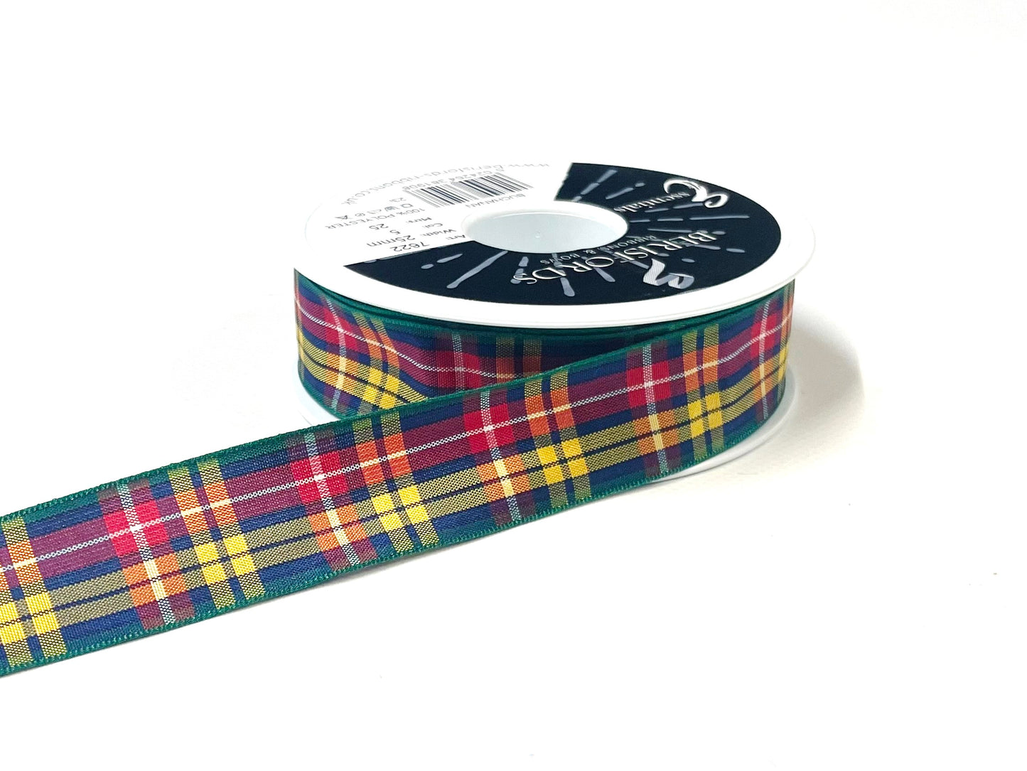 Tartan Ribbon 25mm Berisfords Scottish Ribbon Sewing Crafts Gift Wrapping In Various Lengths