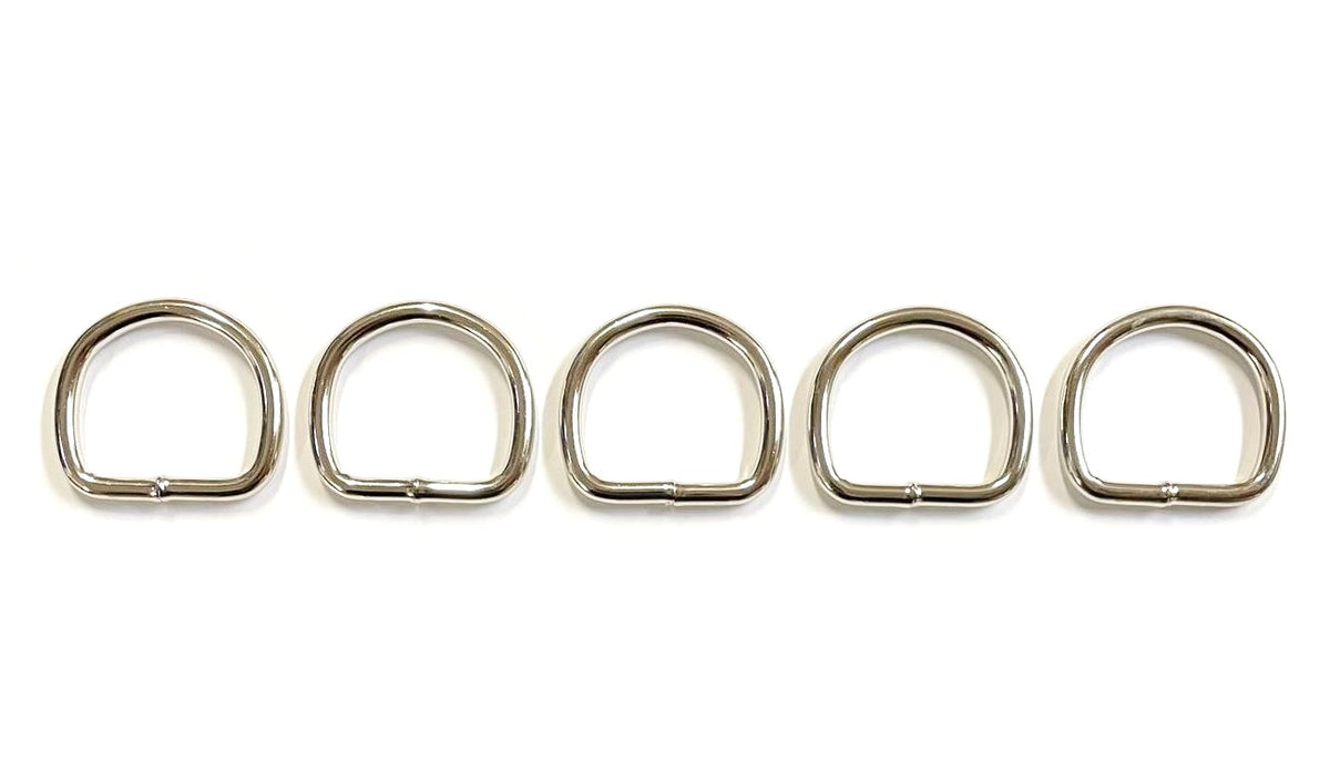 Nickel Plated Welded Gear D-Rings 25mm 32mm 38mm 50mm Wide 5/6mm Thick For Webbing Straps Handles Leather Bags