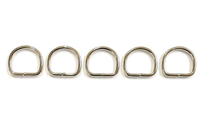 Nickel Plated Welded Gear D-Rings 25mm 32mm 38mm 50mm Wide 5/6mm Thick For Webbing Straps Handles Leather Bags