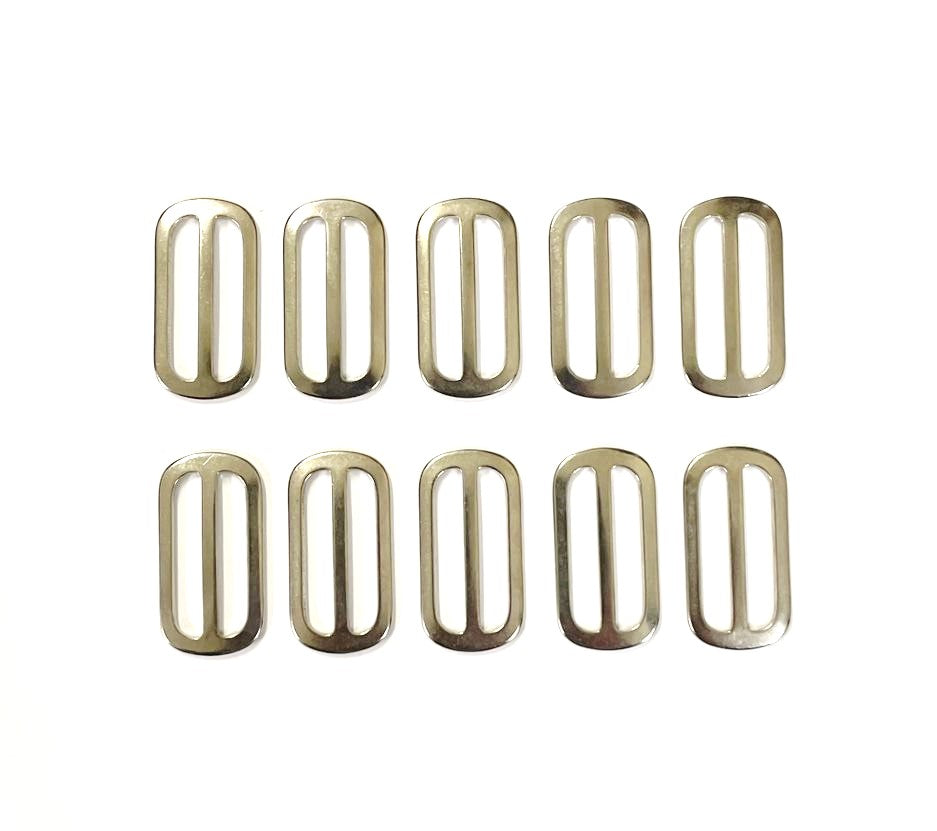 Metal 3 Bar Slides Nickel Plated 13mm 20mm 25mm 32mm 40mm 50mm x1 - x50 For Bags Straps Webbing