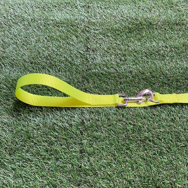 Police Style Dog Training Lead Double Ended Leash Fluorescent Yellow 20mm 25mm