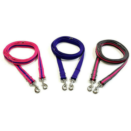 Police Style Dog Training Lead Double Ended Multi Functional Dual Walking Leash 20mm Air Webbing 5ft - 15ft