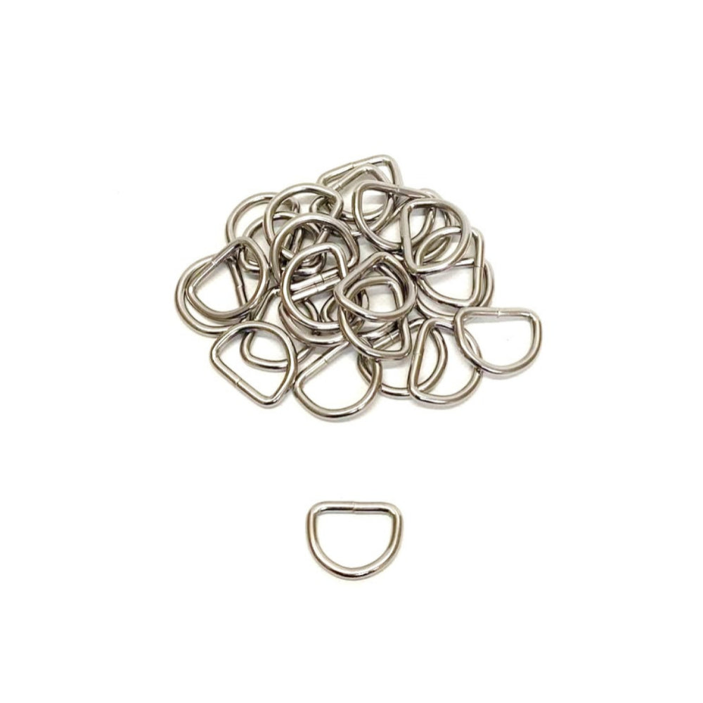 25mm Welded D-Rings 4mm Thick Nickel Plated For Bags Straps Dog Leads Crafts