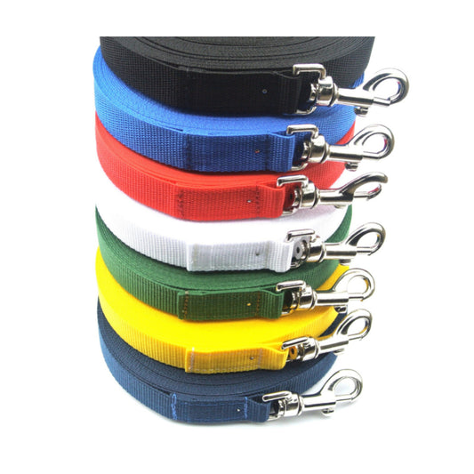 Dog Training Lead 5ft - 100ft Long Strong Tracking Leash Recall Line In 7 Colours 25mm Webbing