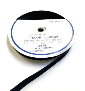 Sew On Hook And Loop Tape White Black 25 Metre Rolls In 16mm 20mm 25mm 38mm 50mm 100mm