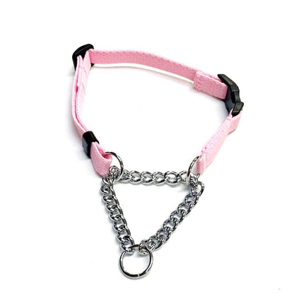 Half Check Chain Dog Collar Adjustable 13mm Wide Webbing 2 Sizes 19 Colours