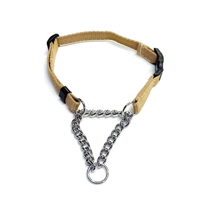 Half Check Chain Dog Collar Adjustable 13mm Wide Webbing 2 Sizes 19 Colours