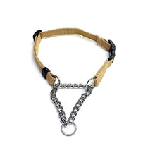 Load image into Gallery viewer, Half Check Chain Dog Collar Adjustable 13mm Wide Webbing 2 Sizes 18 Colours