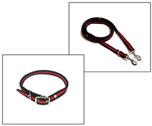 Dog Collar And Police Style Dog Lead Set 25mm Air Webbing Large Collar In Various Lengths And Matching Colours