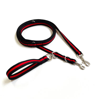 Double Ended Dog Lead With Sliding Swivel Handle Set In 25mm Air Webbing