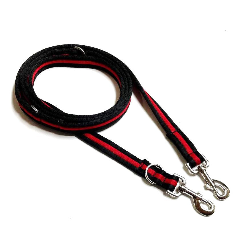 Police Style Dog Training Lead Double Ended Multi Functional Dual Walking Leash 20mm Air Webbing 5ft - 15ft