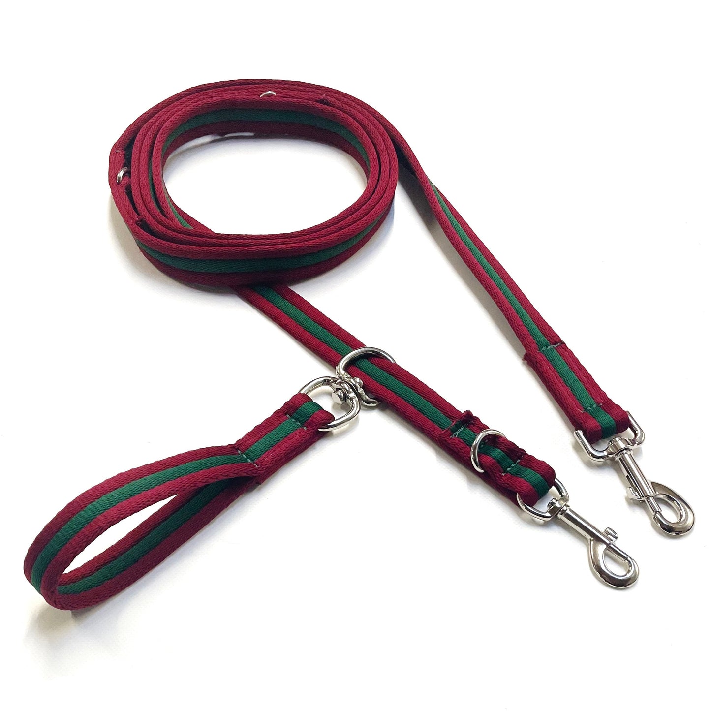 Double Ended Dog Lead With Sliding Swivel Handle Set In 25mm Air Webbing