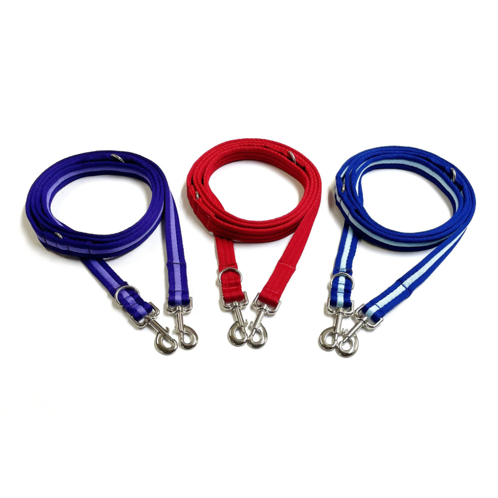 Police Style Dog Training Lead Double Ended Multi Functional Dual Walking Leash 25mm Air Webbing 5ft - 15ft