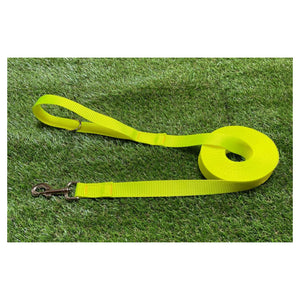 Dog Leads In 25mm Fluorescent Yellow Webbing Training Leash Long Line Short Close Control In Various Lengths