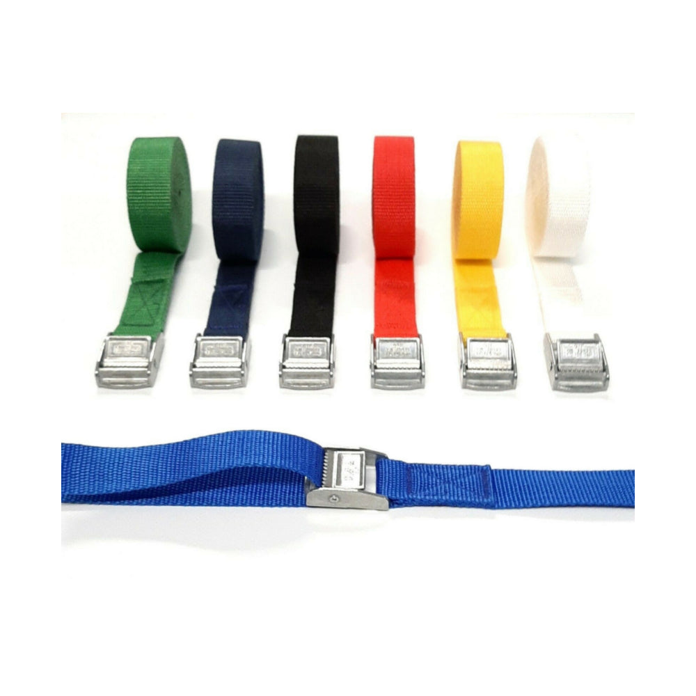 Metal Cam Buckle Tie Down Straps 25mm Webbing 1m - 5m Securing Luggage Trailer UK Made