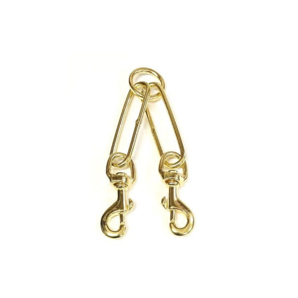 Dog Training 2 Way Hound Coupler Splitter Lead Solid Brass Trigger Clip 20mm