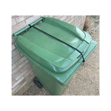 Load image into Gallery viewer, Wheelie Bin Straps Lid Securing Tie Down Strap No Drilling Bungee Cord Black