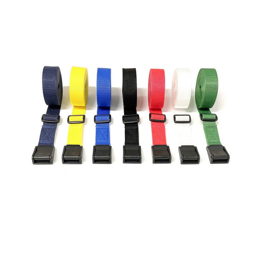 Tie Down Straps Plastic Flap Cam Buckle 25mm Webbing 1m - 3.5m Long Bags Luggage In 7 Colours