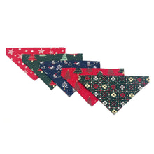 Load image into Gallery viewer, Christmas Dog Bandanas 5 Festive Designs In 4 Sizes 100% Cotton