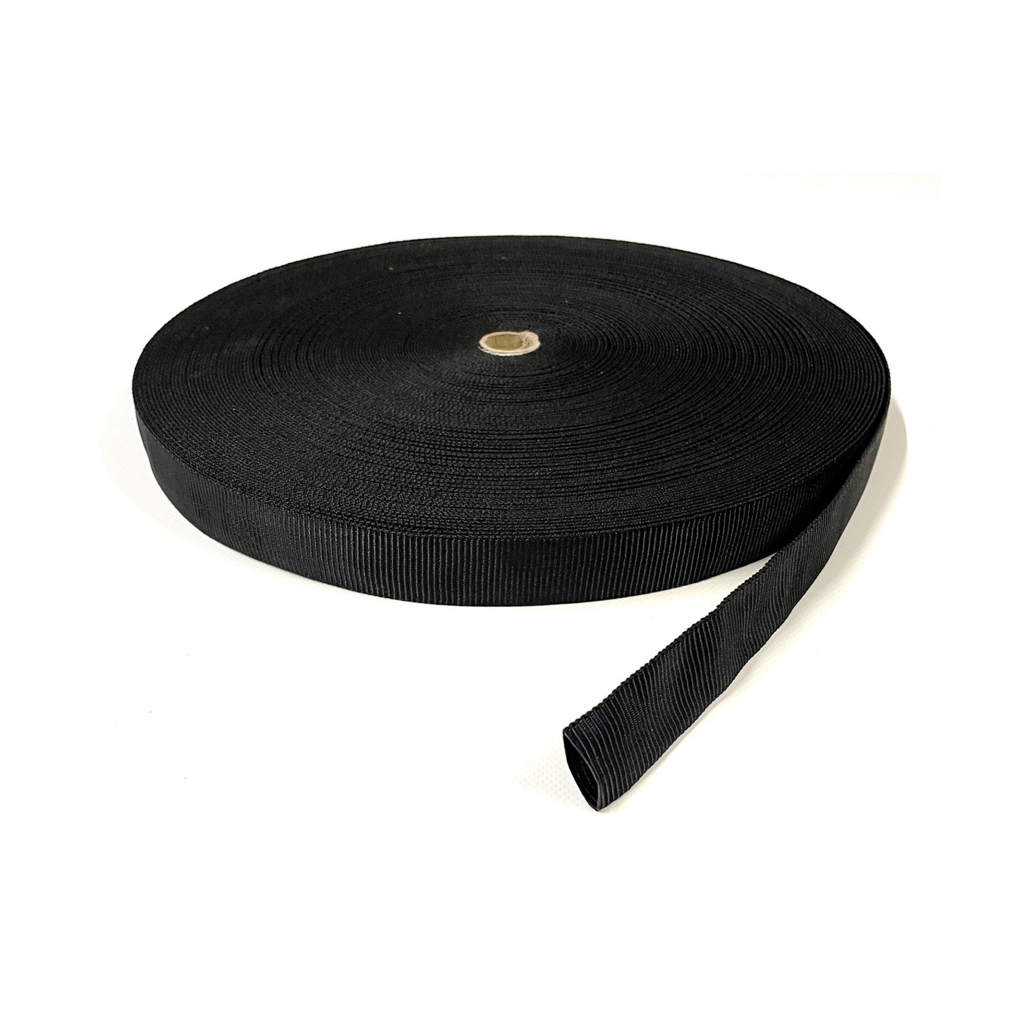 Tubular Webbing Black 25mm Wide Polyester For Dog Leads Lunge Lines Collars