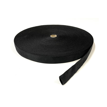 Tubular Webbing Black 25mm Wide Polyester For Dog Leads Lunge Lines Collars