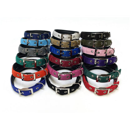 Dog Collar Adjustable Soft Padded Collar 25mm Wide Small Medium Large 20 Colours