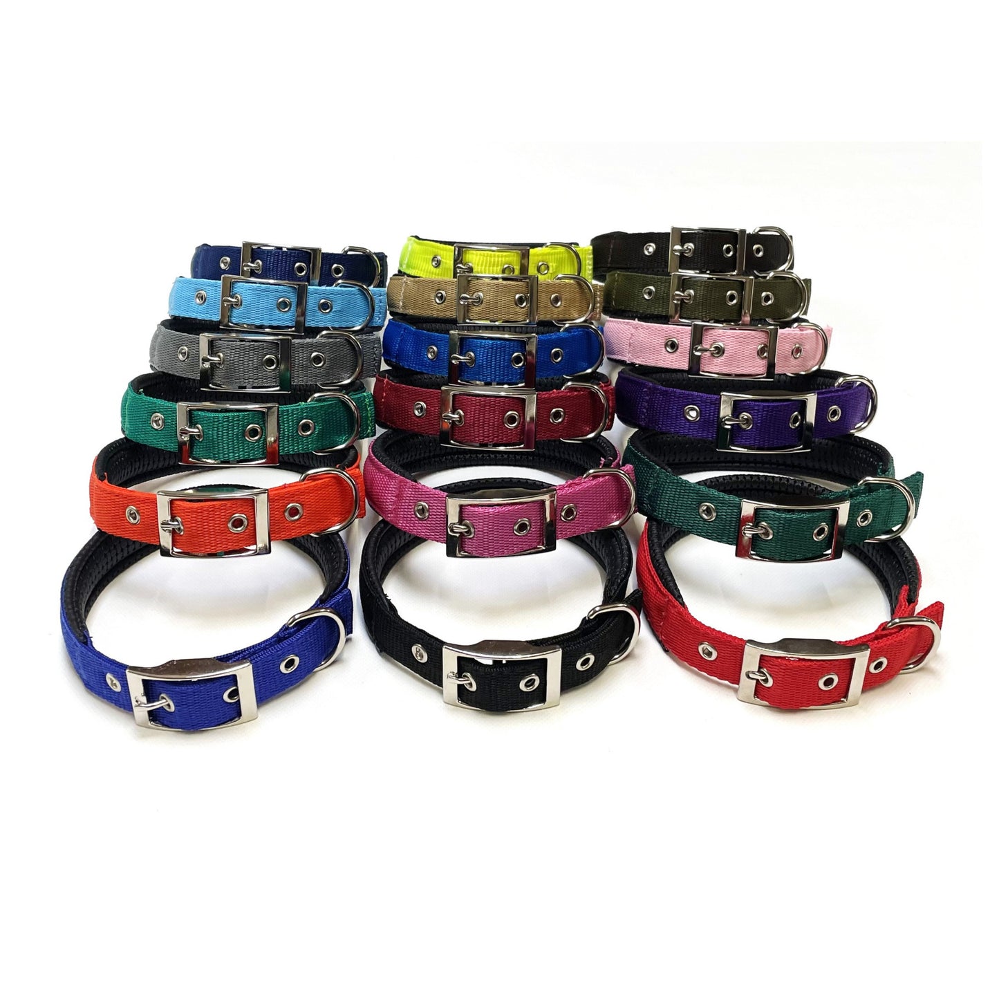Dog Collar Adjustable Soft Padded Collar 25mm Wide Small Medium Large 20 Colours