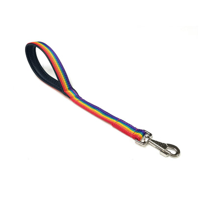 Rainbow Short Dog Leads Close Control Padded Handle