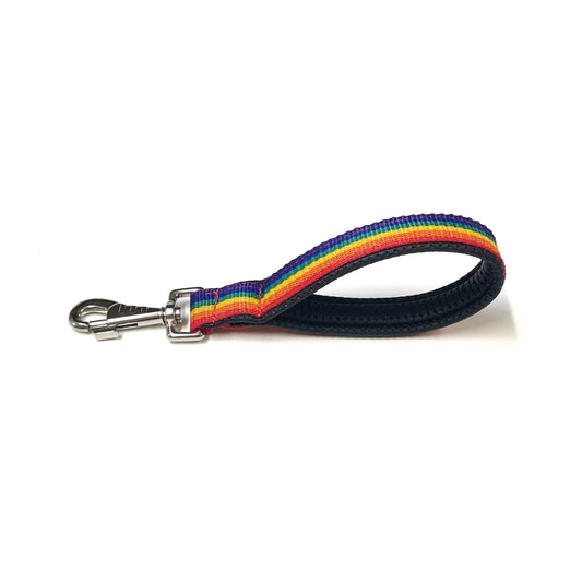 Rainbow Short Dog Leads Close Control Padded Handle