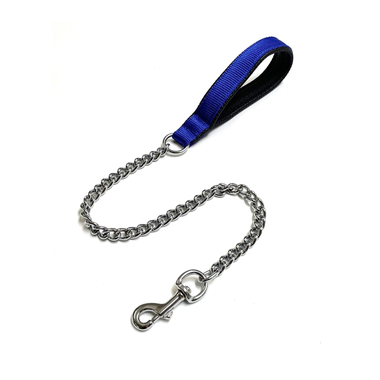 Metal Chain Dog Lead Padded Handle 32" Long 80cm Heavy Duty Short Walking Lead