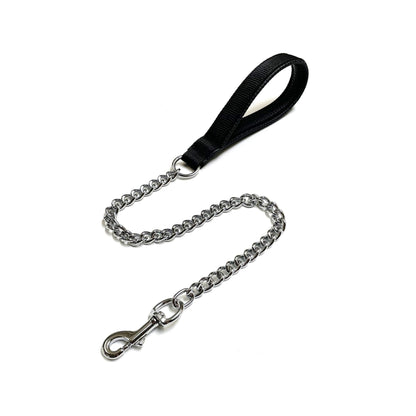 Metal Chain Dog Lead Padded Handle 32" Long 80cm Heavy Duty Short Walking Lead