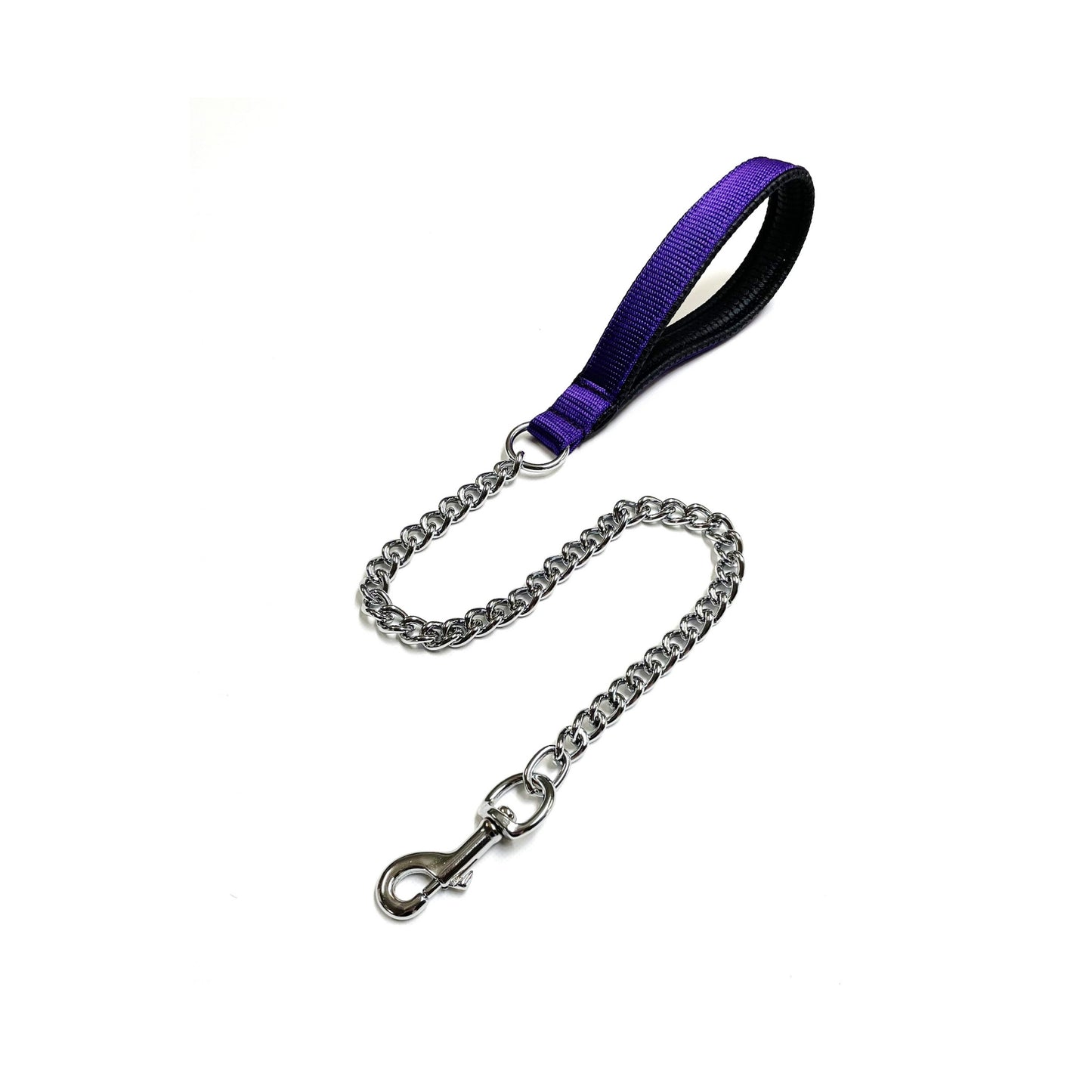 Metal Chain Dog Lead Padded Handle 32" Long 80cm Heavy Duty Short Walking Lead