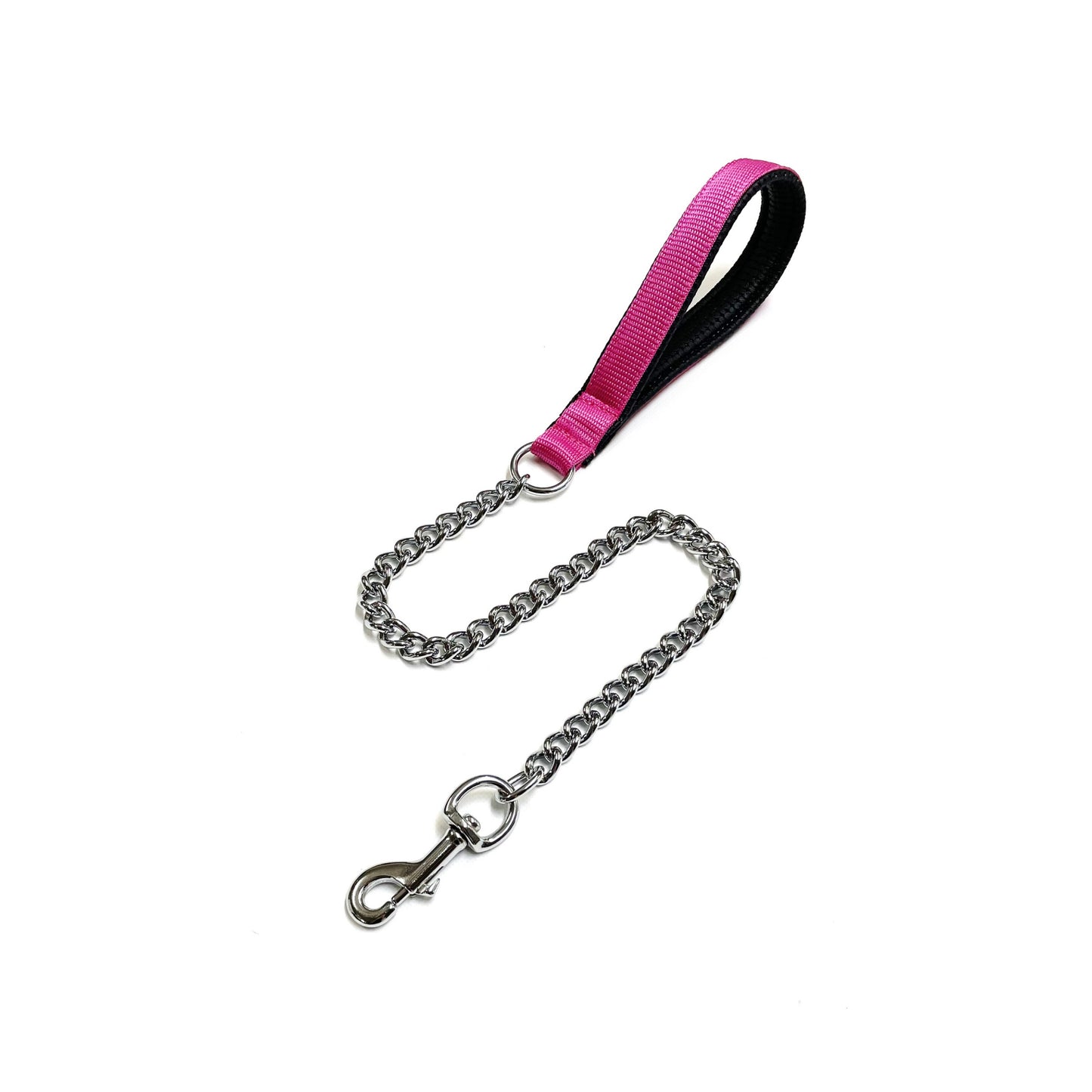 Metal Chain Dog Lead Padded Handle 32" Long 80cm Heavy Duty Short Walking Lead