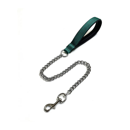 Metal Chain Dog Lead Padded Handle 32" Long 80cm Heavy Duty Short Walking Lead