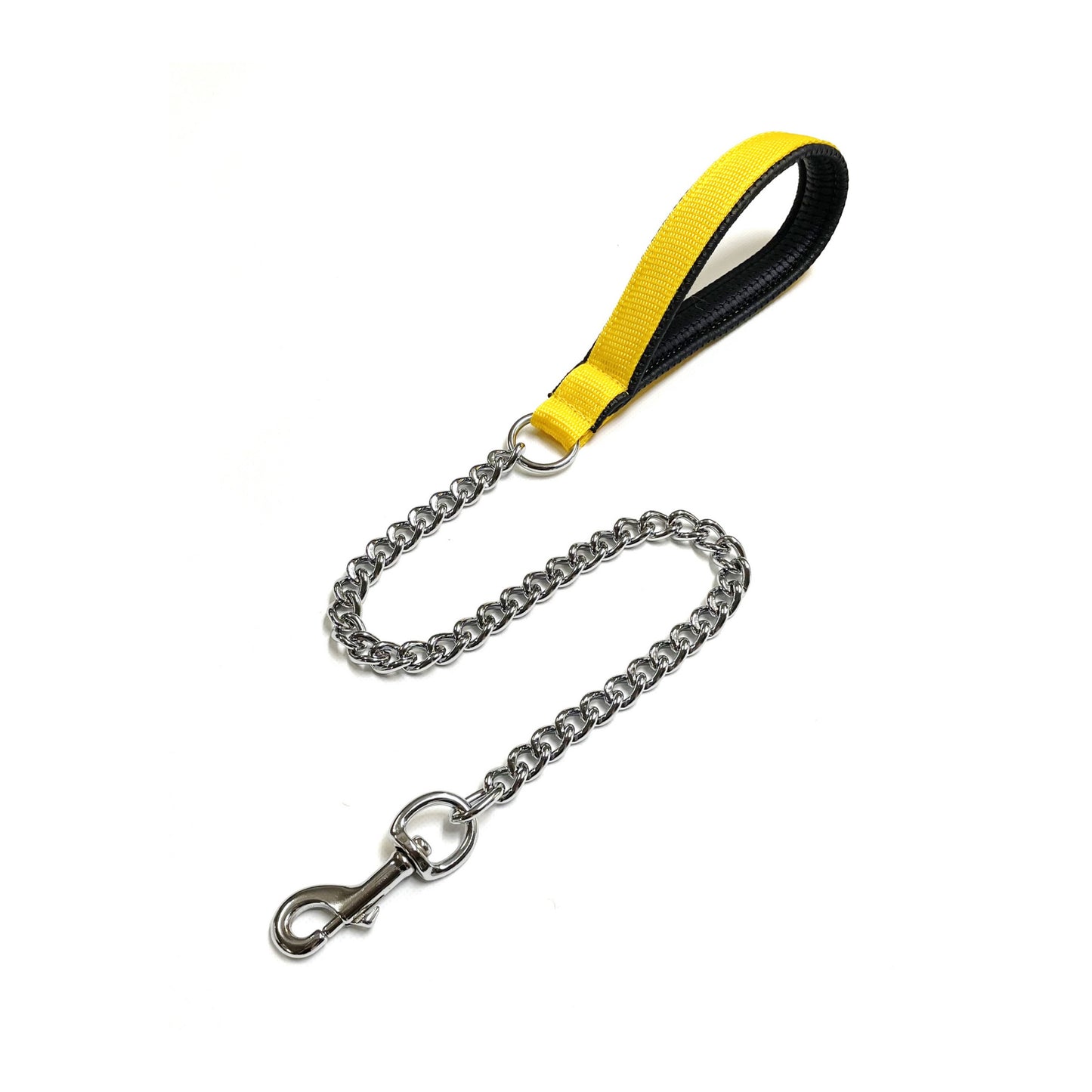 Metal Chain Dog Lead Padded Handle 32" Long 80cm Heavy Duty Short Walking Lead