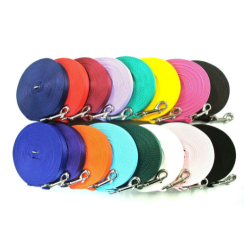 65ft - 100ft Dog Training Lead Obedience Recall Leash Long Dog Lead 20mm Cushion Webbing