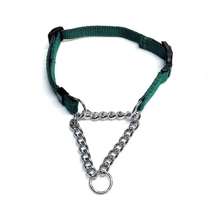 Half Check Chain Dog Collar Adjustable 13mm Wide Webbing 2 Sizes 19 Colours