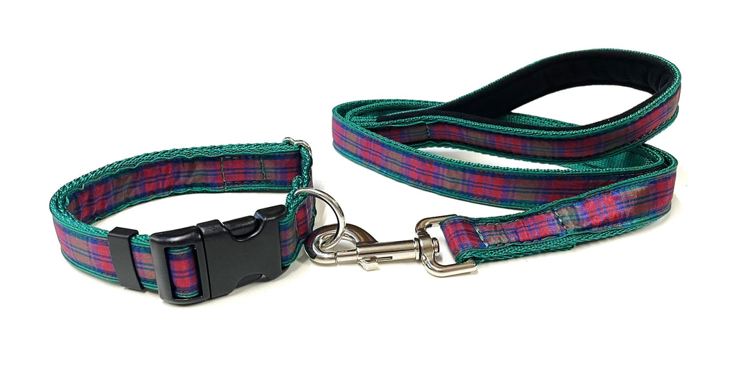 Tartan Dog Lead And Collar Set 25mm Wide Small Medium Large