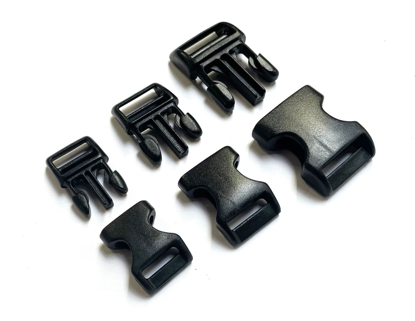 Curved Side Release Buckles Black Plastic 13mm 16mm 20mm 25mm For Webbing Straps Bags Collars Harnesses