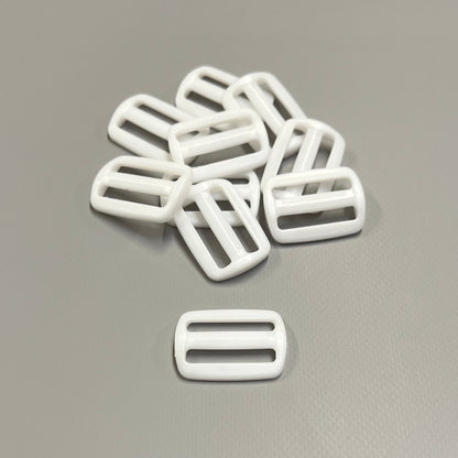 25mm White Plastic 3 Bar Slides Tri Glide For Handles Straps Webbing Bags Crafts