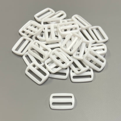 25mm White Plastic 3 Bar Slides Tri Glide For Handles Straps Webbing Bags Crafts
