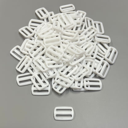 25mm White Plastic 3 Bar Slides Tri Glide For Handles Straps Webbing Bags Crafts