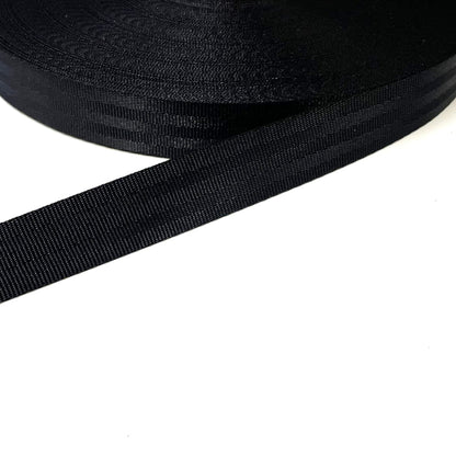 25mm Polyester Seatbelt Webbing 900kg Royal Blue & Black For Straps Handles Bags