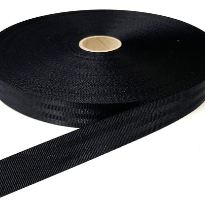 25mm Polyester Seatbelt Webbing 900kg Royal Blue & Black For Straps Handles Bags