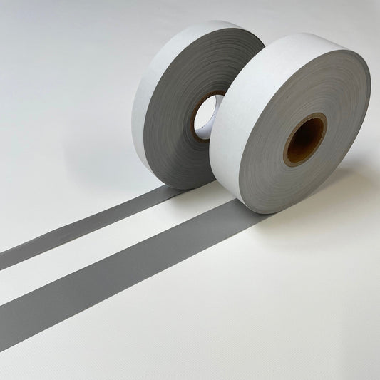 Hi Visibility Viz Reflective Tape 25mm 50mm Sew On Glassbead Material x 1m - 25m Silver