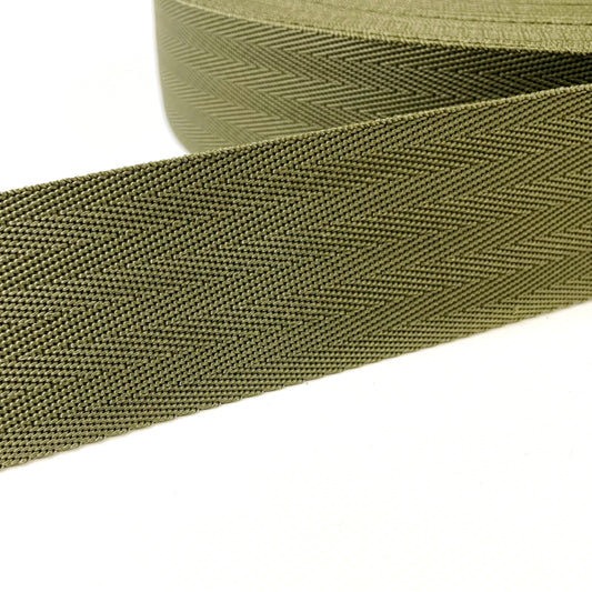 50mm Herringbone Webbing In Olive Green 1m 2m 5m 10m 25m 50m Bags Straps Craft
