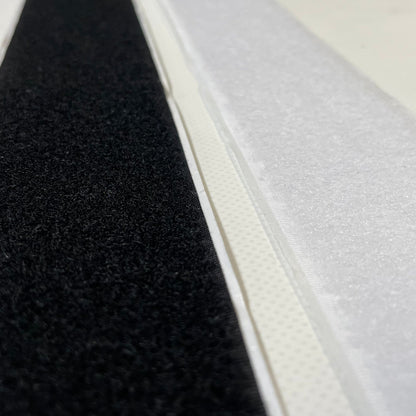 Stick On Hook And Loop Tape Black & White Self Adhesive Interlocking Fastener 50mm Wide