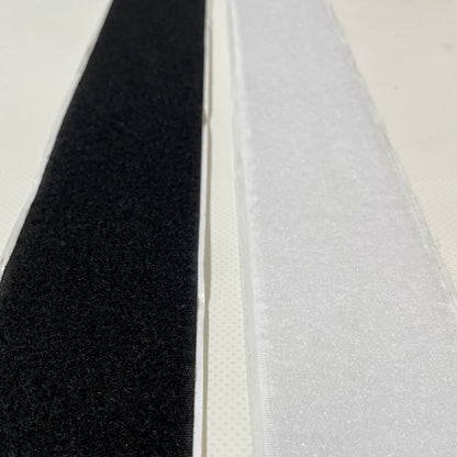 Stick On Hook And Loop Tape Black & White Self Adhesive Interlocking Fastener 20mm Wide