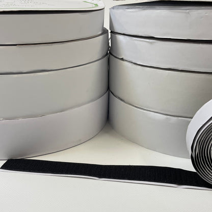 Stick On Hook And Loop Tape Black & White Self Adhesive Interlocking Fastener 20mm Wide