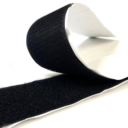 Stick On Hook And Loop Tape Black & White Self Adhesive Interlocking Fastener 25mm Wide